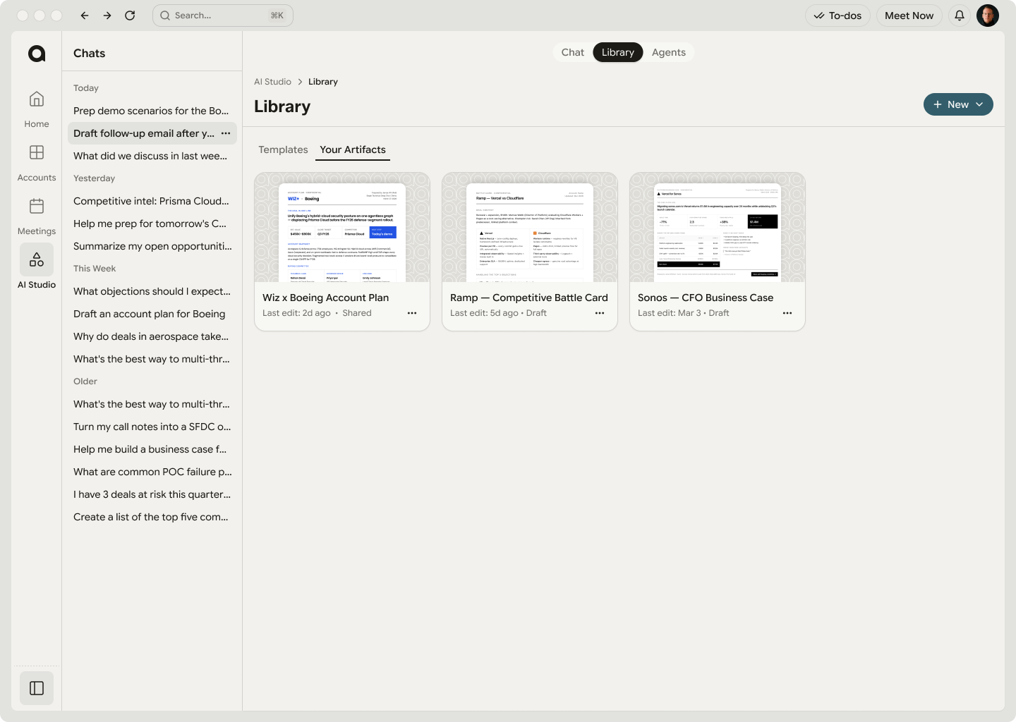 AI Studio Library — your artifacts